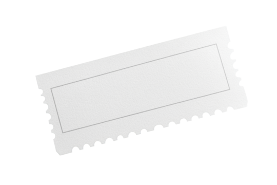 Isolated Blank White Ticket with Perforated Edge