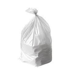 Tied white plastic bag, isolated on transparent cutout background