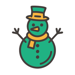 Cute Snowman with Scarf and Hat Illustration
