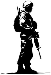 Obraz premium Soldier vector simple design black and white