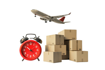 Isolated Logistics with Airplane, Packages and Alarm Clock