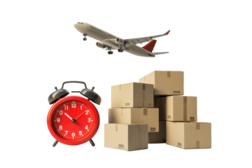 Isolated Logistics with Airplane, Packages and Alarm Clock