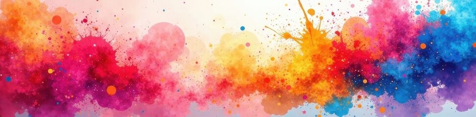 Obraz premium Vibrant hues blend, dynamic watercolor splashes , trendy, design, background