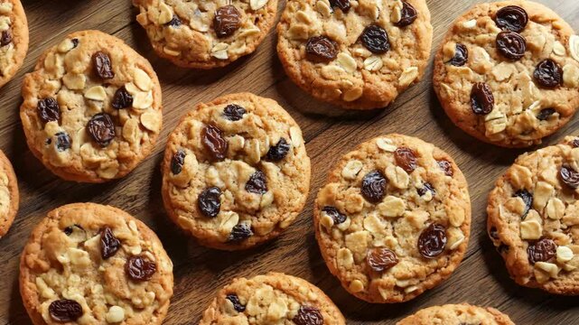 Freshly baked chocolate chip cookies arranged in a delicious pattern