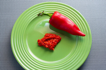 A view of a dollop of harissa on a plate.