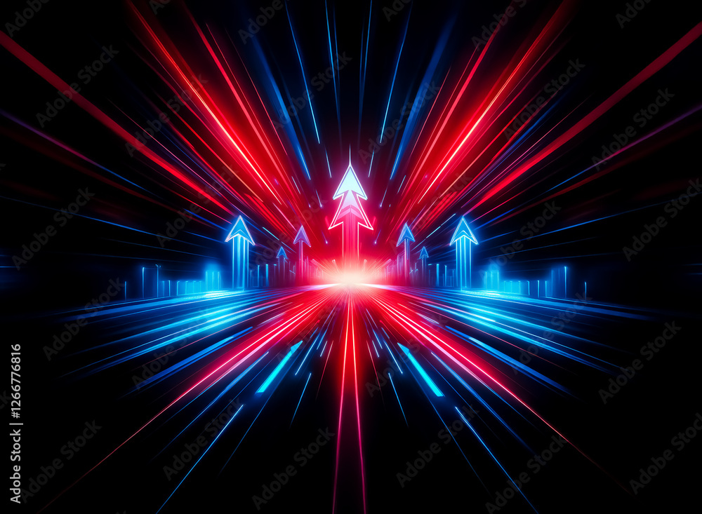 Aufkleber vibrant red and blue light streaks radiate from a central point, creating a dynamic and futuristic f