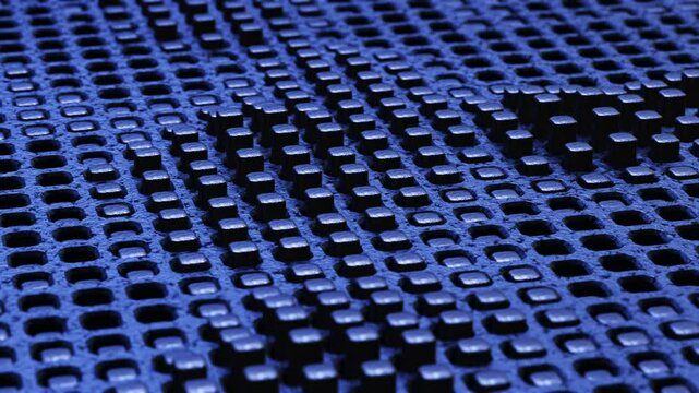 Blue background of black graphite cubes. Infinitely looped animation