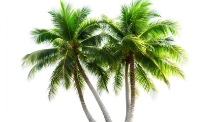 Tropical Palm Trees with Lush Green Leaves Illuminated by Bright Sunlight