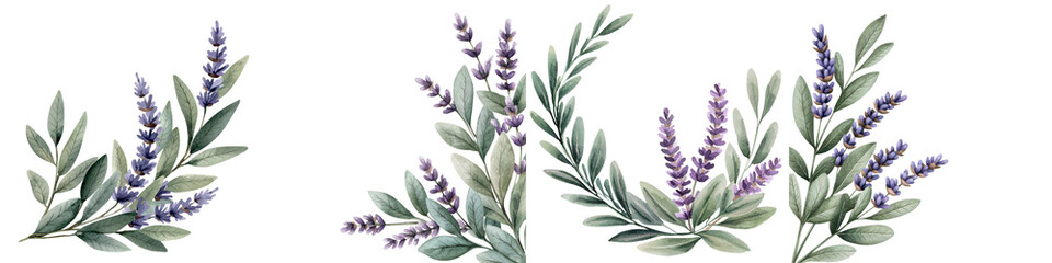 Aromatic and Vibrant Purple Lavender Herb Bouquet with Fresh Green Leaves Displayed on a Natural Peaceful Background  Soothing Calming and Serene Floral Arrangement for Spa Wellness