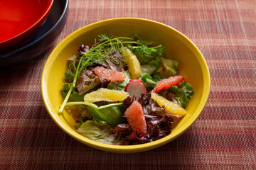 A view of a citrus fennel salad.