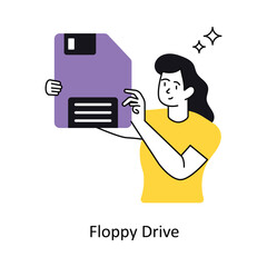 Floppy Drive Concept vector illustration.  isolated on white Background.