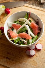 A view of a bowl of citrus fennel salad.