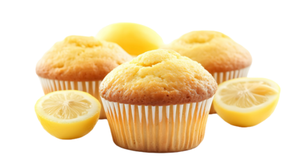 Lemon muffins on a transparent background. isolated background.