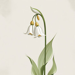 Obraz premium Simple minimalist Camellia flower illustration in vector art style, Created with generated AI.
