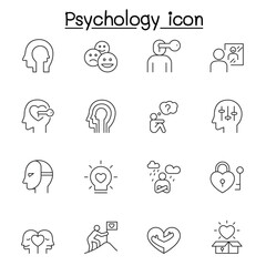 Psychology icon set in thin line stlye