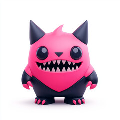 Fototapeta premium Cute Pink Cartoon Furry Cat with a Playful Look