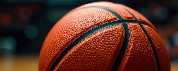 Fototapeta premium Close-up of basketball, textured leather, spinning , game, sport