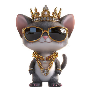 Adorable Koyal Character in Hip Hop Fashion with Gold Chains and Sunglasses