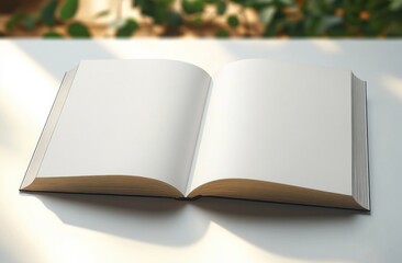 minimalist blank magazine pages illuminated by natural light in Scandinavian design