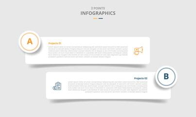 2 points template comparison concept for infographic with round rectangle box with circle badge with drop shadow style with two point list information