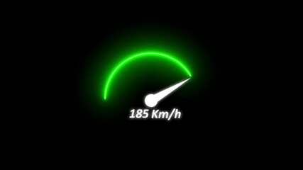 neon line Digital speed meter animation, Speedometer Display on Black Background, speedometer HUD UI element animation precise design perfect for automotive projects and high-speed video editing