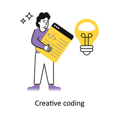 Creative Coding Concept vector illustration.  isolated on white Background.