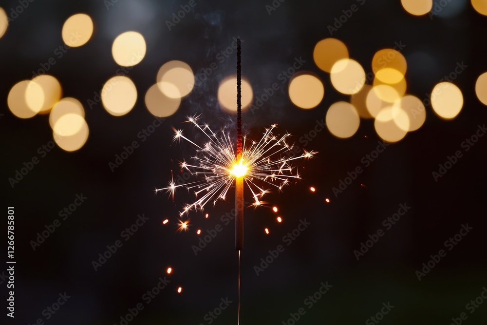 Poster A sparkler is lit up in the dark, perfect for capturing attention or adding ambiance to an event