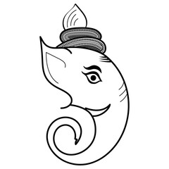 Lord Ganesha Line Art – Black and White Hindu God Vector Illustration