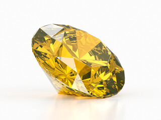 Yellow Diamond Gemstone with high quality on a white background