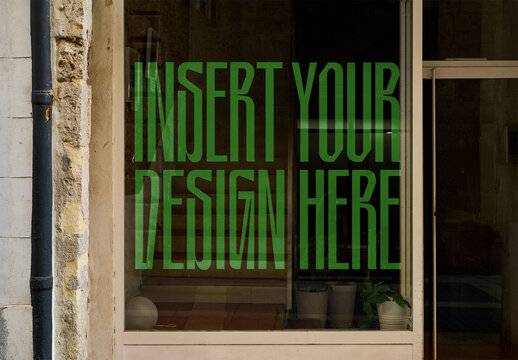 Urban Glass Window Advertising Mockup. For use with transparencies