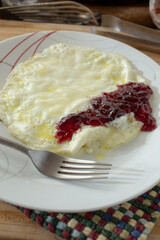A view of an jelly egg white omelet.
