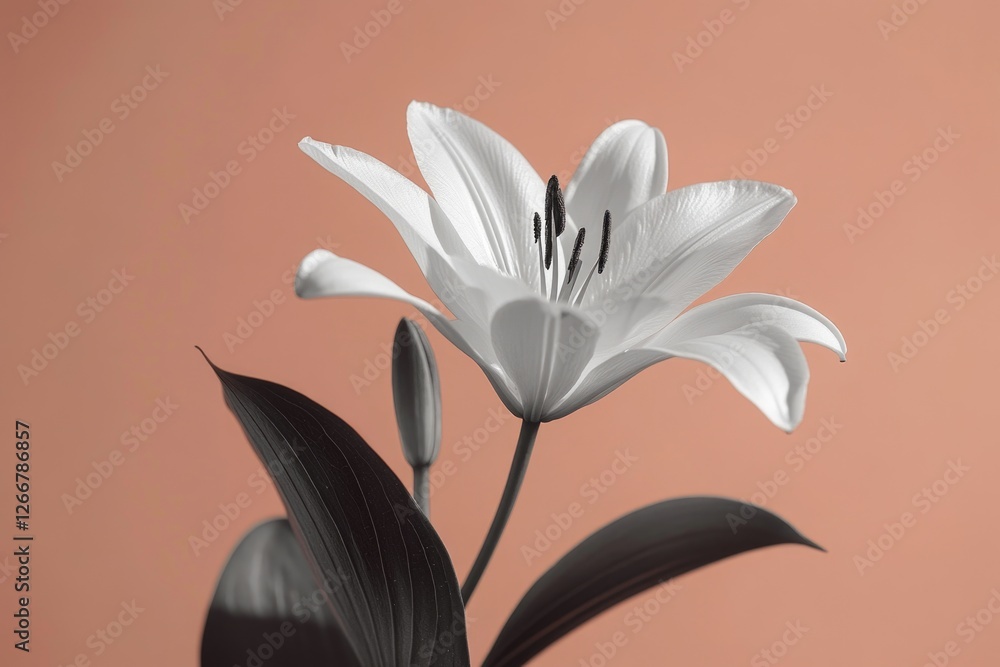 Canvas Prints A detailed view of a single flower in a decorative vase, ideal for interior design or floral arrangements