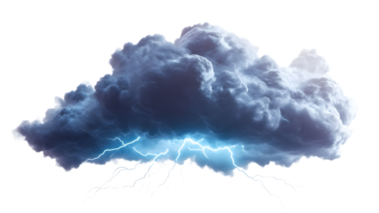 A dense, dark storm cloud floating in the sky Isolated on white background