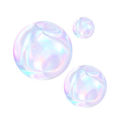 3D Iridescent Glossy Purple Bubbles 