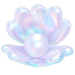 3D Iridescent Glossy Purple Shell with Pearl 