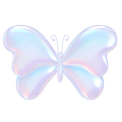 3D Iridescent Glossy Purple Butterfly 