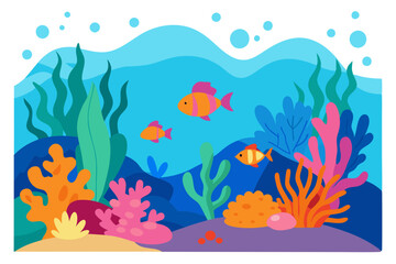 underwater world vector illustration
