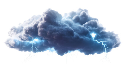 A dense, dark storm cloud floating in the sky Isolated on white background