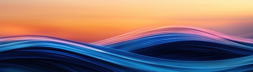 Tranquil Flowing Waves Under Soft Sunset Sky in Shades of Blue and Purple