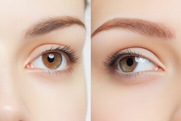 Fototapeta premium Portrait of a woman's eye from a close angle, focusing on the eyelashes