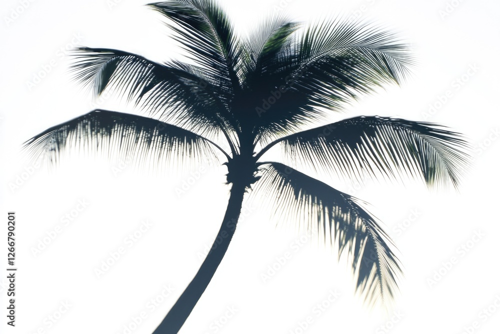 Aufkleber a palm tree's shape is visible against a bright white sky, making for a simple yet striking image