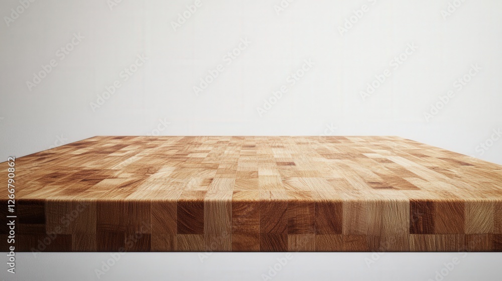 Aufkleber close-up view of a wooden countertop showcasing intricate patterns and textures, ideal for culinary 