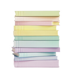 Isolated Stack of Vivid Pastel Books