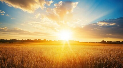 Fototapeta premium golden wheat field sunset