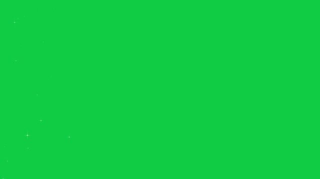 shiny glowing stars transition on green background loop animation, fairy twinkle stars isolated social media overlay motion design element
