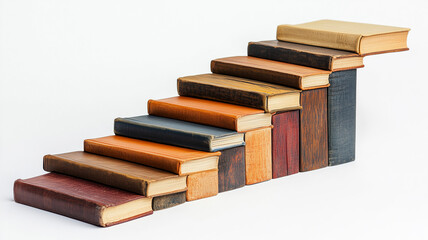 Detailed close-up of a bar chart with books representing knowledge progression.