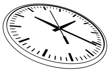  Photo of a minimalist black wall clock with a round face, thin black hour markers, and simple black hour and minute hands. The clock has a sleek, modern design and a matte finish. The background is