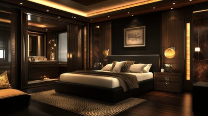 luxurious dark wood master bedroom interior design