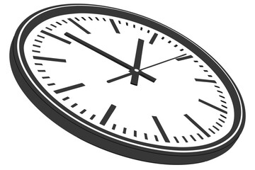  Photo of a minimalist black wall clock with a round face, thin black hour markers, and simple black hour and minute hands. The clock has a sleek, modern design and a matte finish. The background is