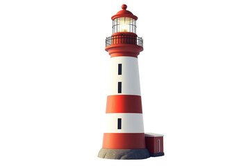 Isolated Striped Red and White Lighthouse